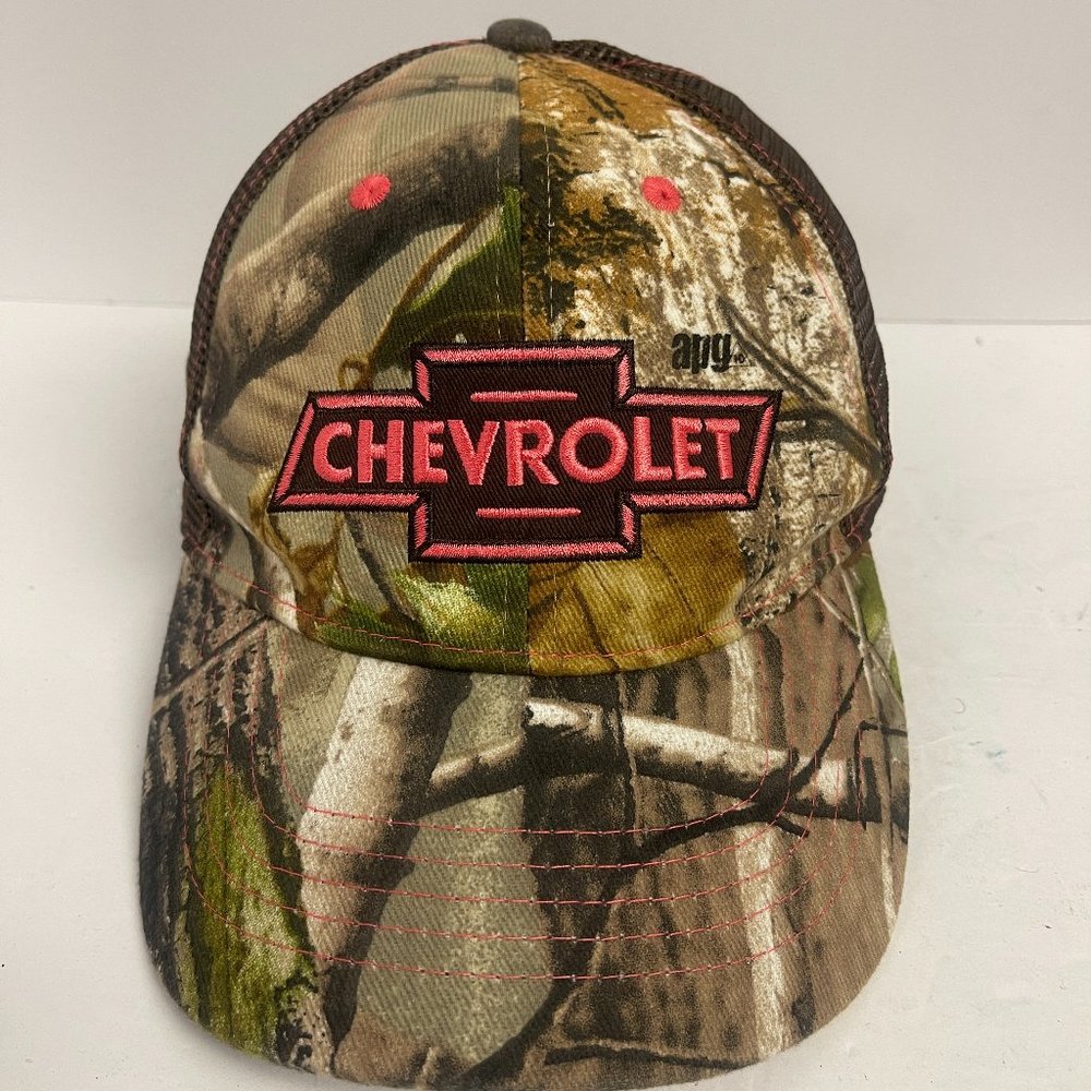 CHEVROLET REALTREE CAMO HAT PINK INFINITY HEADWEAR Hook & Loop strap back HT541